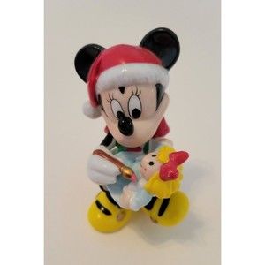 Minnie Mouse Santa Figurine Enesco 206288 Painting Toy Doll Mickey's Workshop